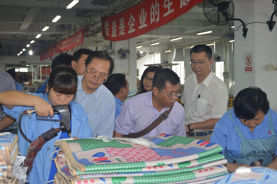 中國(guó)輕工業(yè)職工思想政治工作研究會(huì)領(lǐng)導(dǎo)參觀彩虹集團(tuán)電熱毯車間