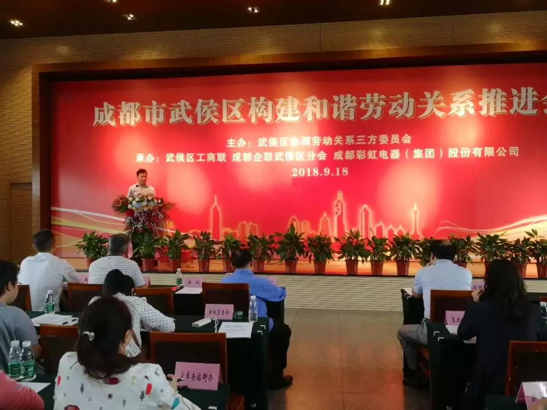 武侯區(qū)構(gòu)建和諧勞動關(guān)系推進會在成都彩虹集團隆重舉行