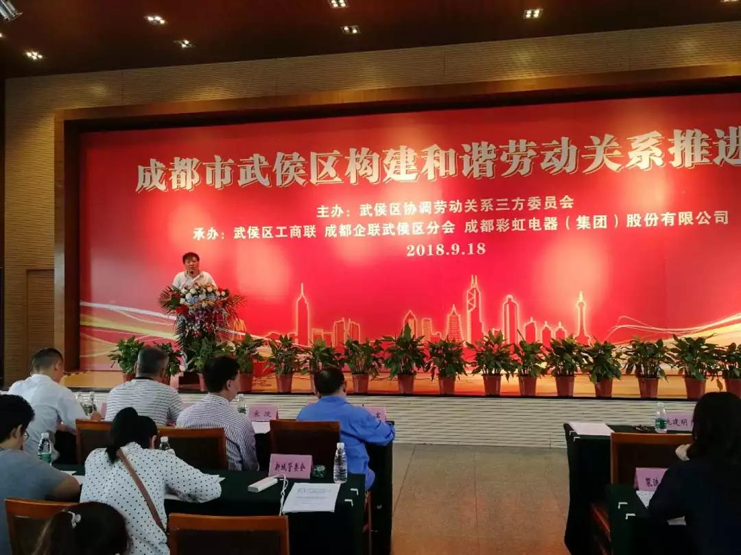 武侯區(qū)構(gòu)建和諧勞動關(guān)系推進會在成都彩虹集團隆重舉行