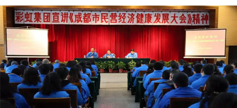 成都彩虹集團召開干部大會傳達成都市民營經濟健康發(fā)展大會精神